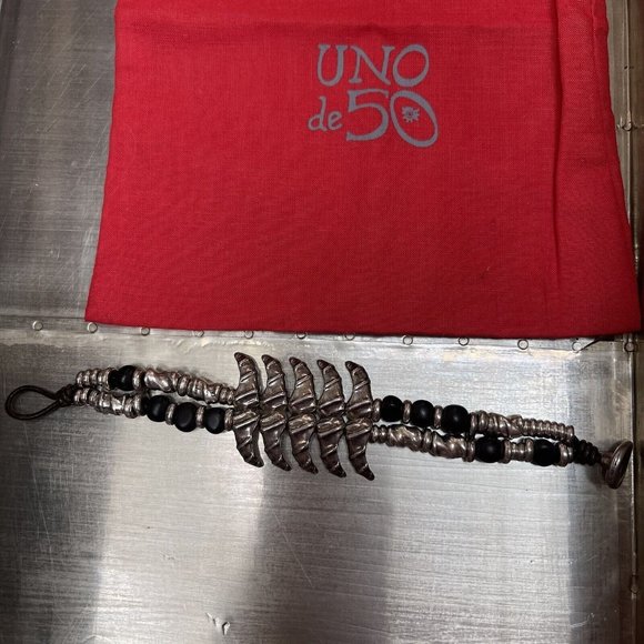 Uno De 50 Bracelet Silver Tone Black Fashion Jewelry With Bag‎ Southwest - Picture 2 of 11